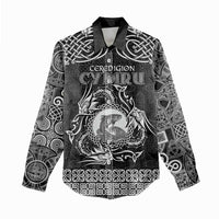 Personalized Cardiganshire Ceredigion Women Casual Shirt Black Leaping Salmon Celtic-inspired - Wonder Print Shop