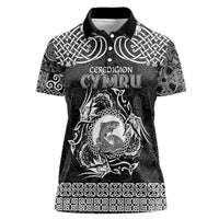 Personalized Cardiganshire Ceredigion Women Polo Shirt Black Leaping Salmon Celtic-inspired - Wonder Print Shop