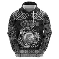 Personalized Cardiganshire Ceredigion Zip Hoodie Black Leaping Salmon Celtic-inspired - Wonder Print Shop