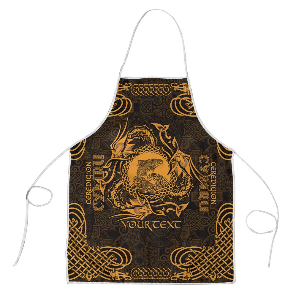 Personalized Cardiganshire Ceredigion Apron Gold Leaping Salmon Celtic-inspired - Wonder Print Shop