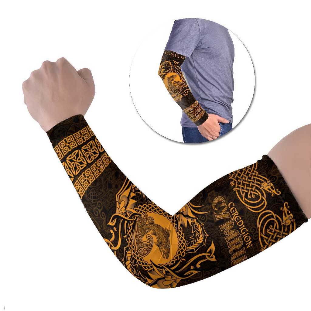Personalized Cardiganshire Ceredigion Arm Sleeves Gold Leaping Salmon Celtic-inspired - Wonder Print Shop