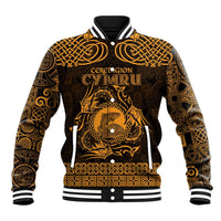 Personalized Cardiganshire Ceredigion Baseball Jacket Gold Leaping Salmon Celtic-inspired - Wonder Print Shop