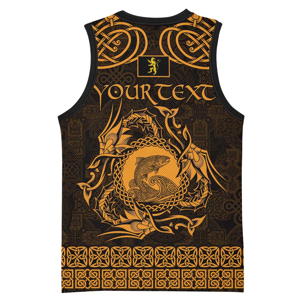 Personalized Cardiganshire Ceredigion Basketball Jersey Gold Leaping Salmon Celtic-inspired - Wonder Print Shop