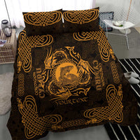 Personalized Cardiganshire Ceredigion Bedding Set Gold Leaping Salmon Celtic-inspired - Wonder Print Shop