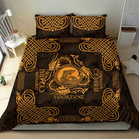 Personalized Cardiganshire Ceredigion Bedding Set Gold Leaping Salmon Celtic-inspired - Wonder Print Shop