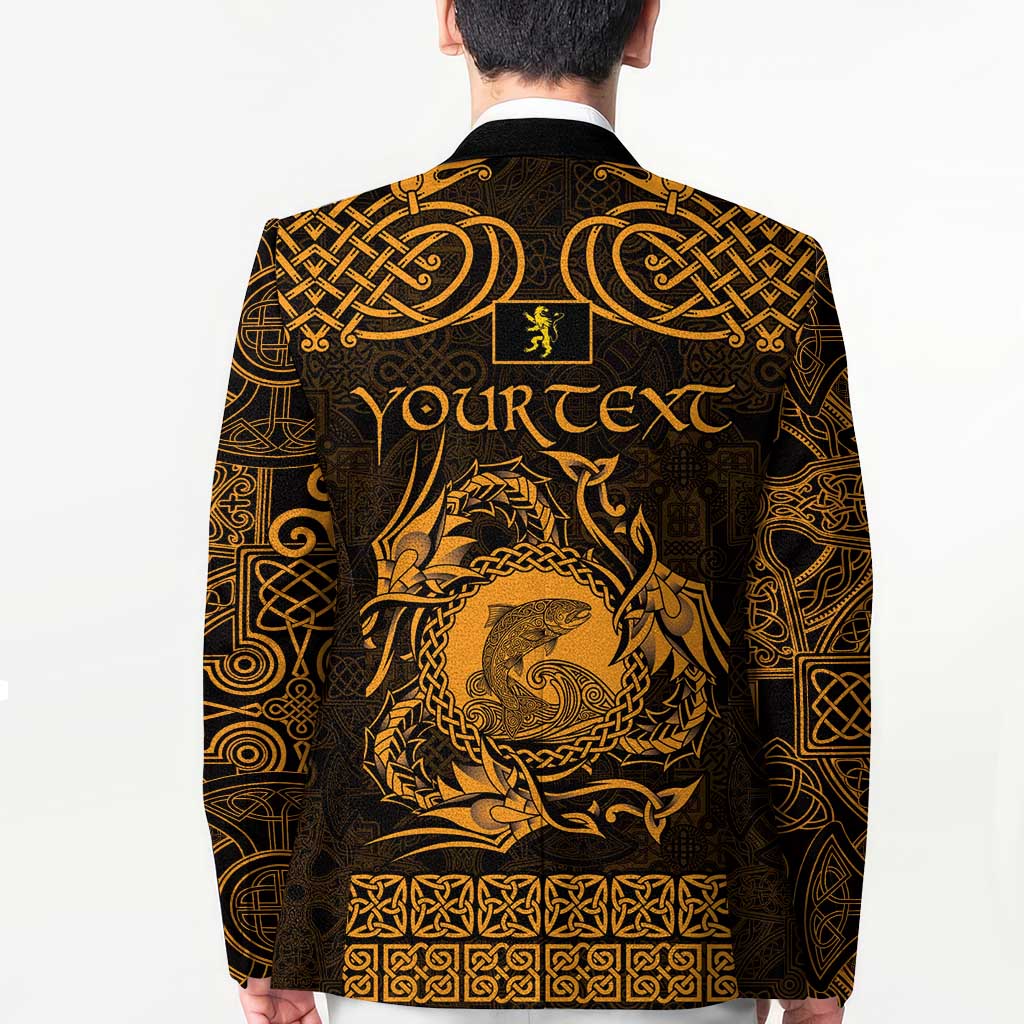 Personalized Cardiganshire Ceredigion Blazer Gold Leaping Salmon Celtic-inspired - Wonder Print Shop