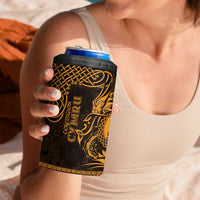 Personalized Cardiganshire Ceredigion 4 in 1 Can Cooler Tumbler Gold Leaping Salmon Celtic-inspired - Wonder Print Shop