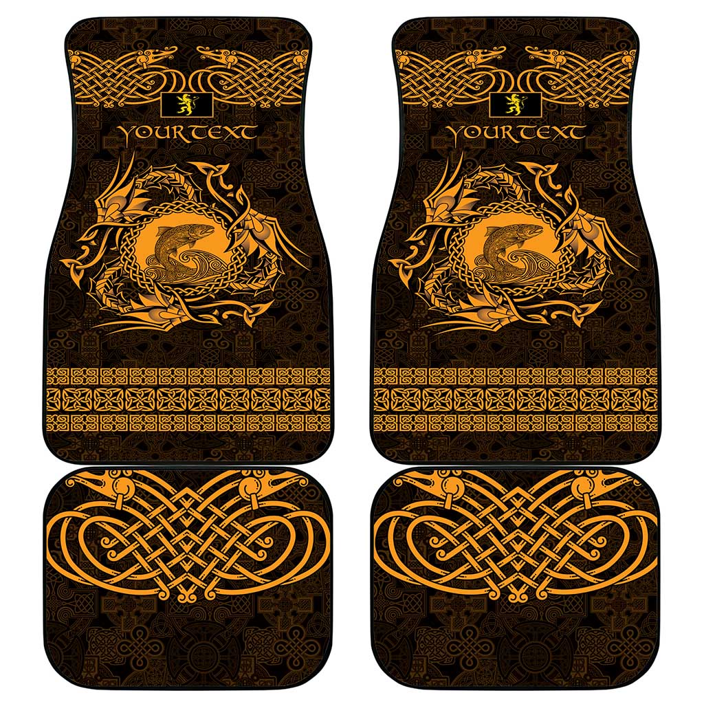 Personalized Cardiganshire Ceredigion Car Mats Gold Leaping Salmon Celtic-inspired - Wonder Print Shop