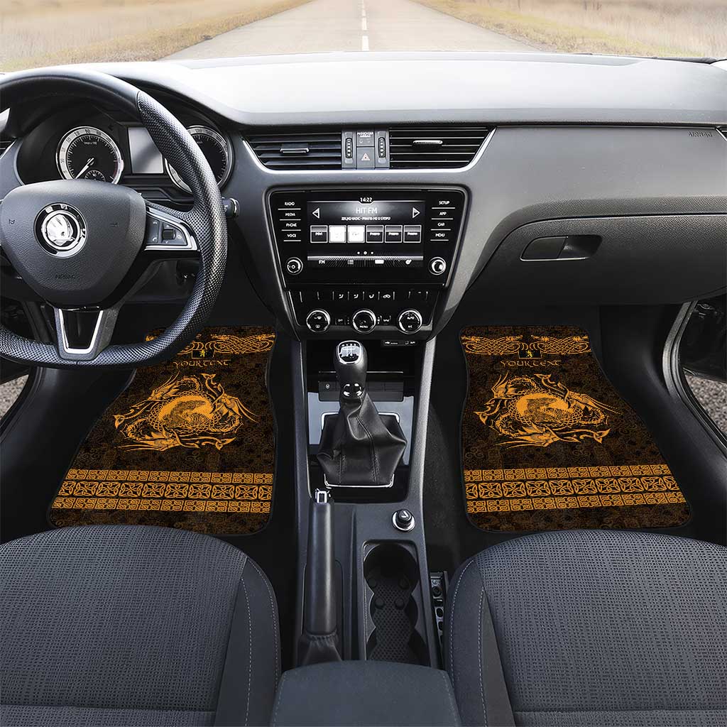 Personalized Cardiganshire Ceredigion Car Mats Gold Leaping Salmon Celtic-inspired - Wonder Print Shop
