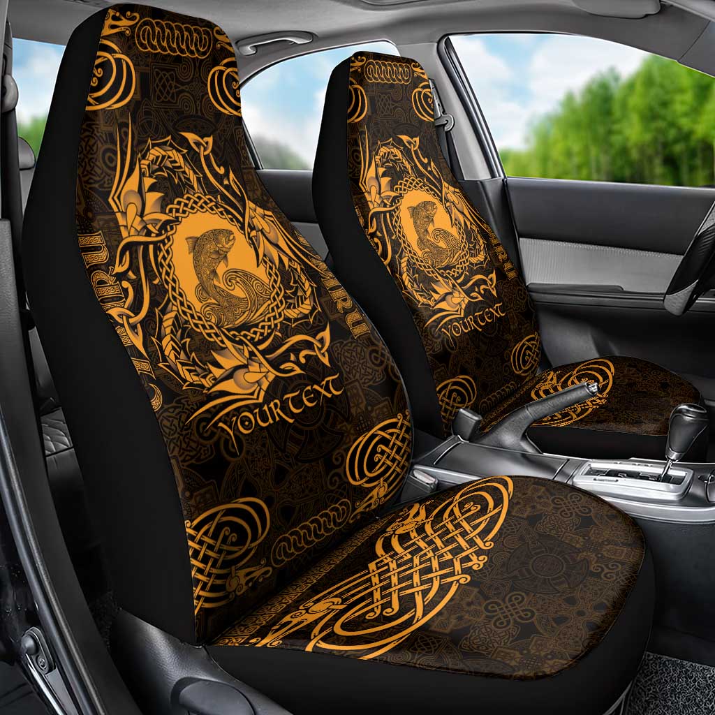 Personalized Cardiganshire Ceredigion Car Seat Cover Gold Leaping Salmon Celtic-inspired - Wonder Print Shop