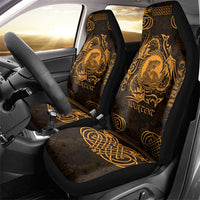 Personalized Cardiganshire Ceredigion Car Seat Cover Gold Leaping Salmon Celtic-inspired - Wonder Print Shop