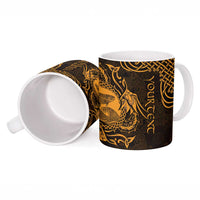 Personalized Cardiganshire Ceredigion Ceramic Mug Gold Leaping Salmon Celtic-inspired - Wonder Print Shop