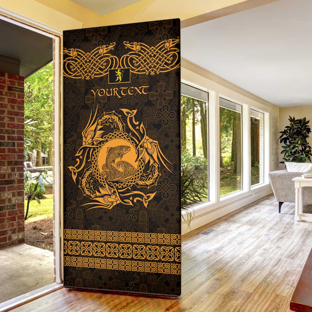 Personalized Cardiganshire Ceredigion Door Cover Gold Leaping Salmon Celtic-inspired - Wonder Print Shop