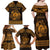 Personalized Cardiganshire Ceredigion Family Matching Off Shoulder Maxi Dress and Hawaiian Shirt Gold Leaping Salmon Celtic-inspired - Wonder Print Shop