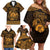 Personalized Cardiganshire Ceredigion Family Matching Off Shoulder Short Dress and Hawaiian Shirt Gold Leaping Salmon Celtic-inspired - Wonder Print Shop