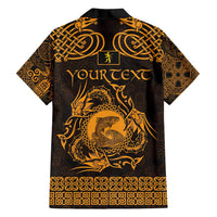 Personalized Cardiganshire Ceredigion Family Matching Tank Maxi Dress and Hawaiian Shirt Gold Leaping Salmon Celtic-inspired - Wonder Print Shop