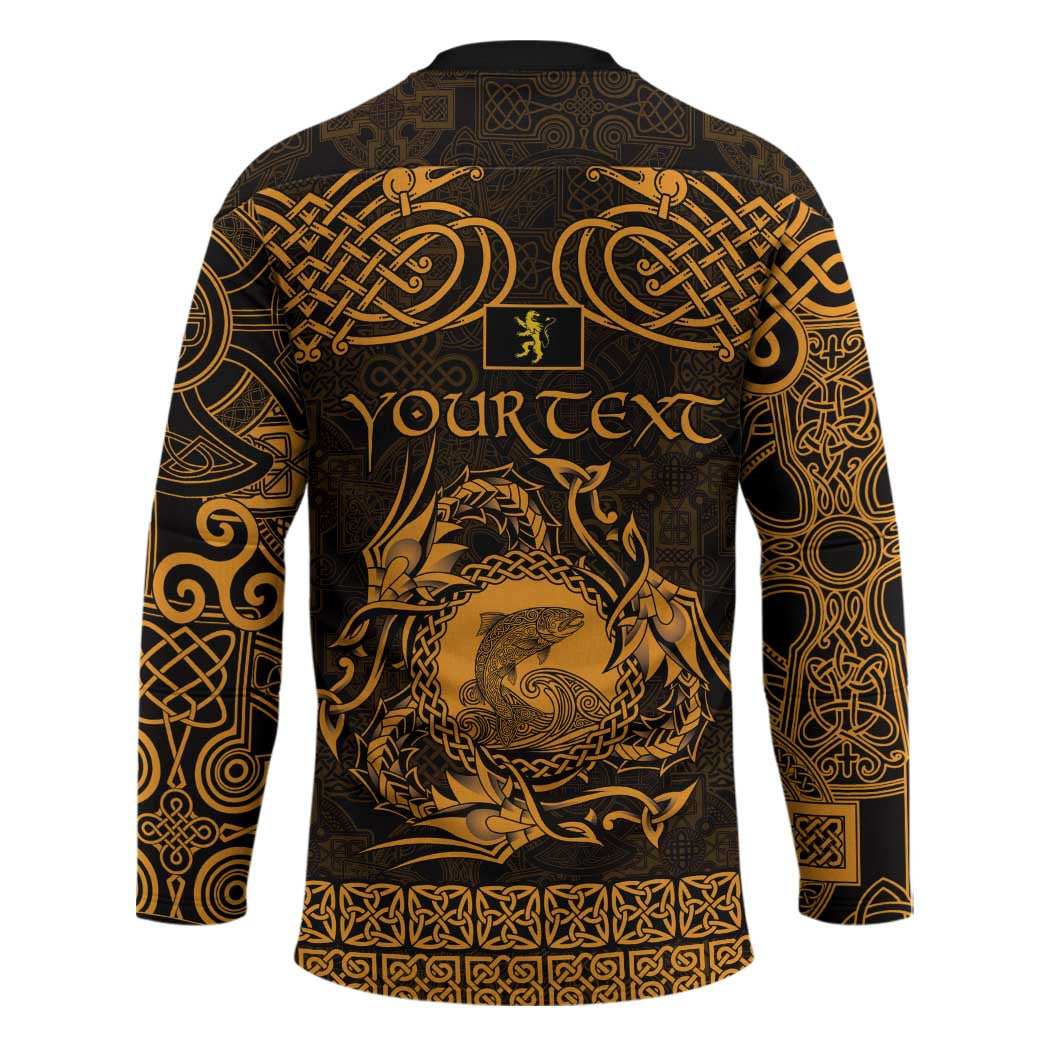 Personalized Cardiganshire Ceredigion Hockey Jersey Gold Leaping Salmon Celtic-inspired - Wonder Print Shop