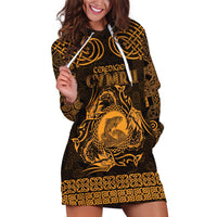 Personalized Cardiganshire Ceredigion Hoodie Dress Gold Leaping Salmon Celtic-inspired - Wonder Print Shop