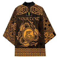 Personalized Cardiganshire Ceredigion Kimono Gold Leaping Salmon Celtic-inspired - Wonder Print Shop