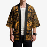 Personalized Cardiganshire Ceredigion Kimono Gold Leaping Salmon Celtic-inspired - Wonder Print Shop