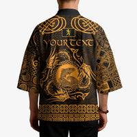 Personalized Cardiganshire Ceredigion Kimono Gold Leaping Salmon Celtic-inspired - Wonder Print Shop