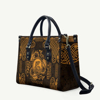 Personalized Cardiganshire Ceredigion Leather Bag Gold Leaping Salmon Celtic-inspired - Wonder Print Shop