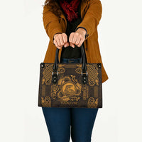 Personalized Cardiganshire Ceredigion Leather Bag Gold Leaping Salmon Celtic-inspired - Wonder Print Shop
