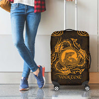 Personalized Cardiganshire Ceredigion Luggage Cover Gold Leaping Salmon Celtic-inspired - Wonder Print Shop