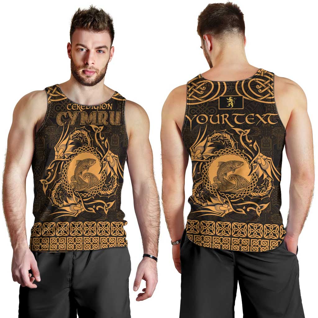 Personalized Cardiganshire Ceredigion Men Tank Top Gold Leaping Salmon Celtic-inspired - Wonder Print Shop