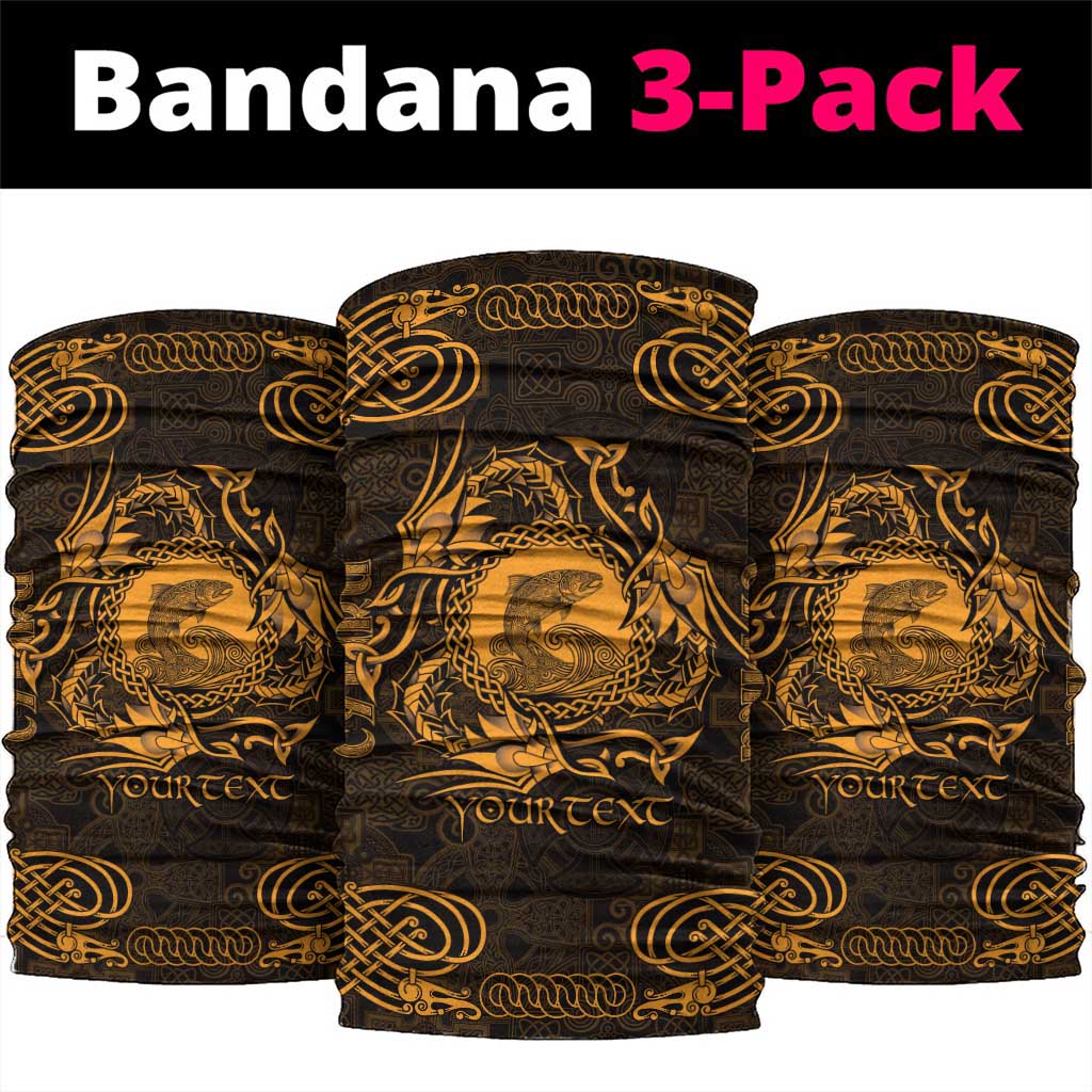 Personalized Cardiganshire Ceredigion Neck Gaiter Gold Leaping Salmon Celtic-inspired - Wonder Print Shop