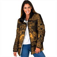 Personalized Cardiganshire Ceredigion Padded Jacket Gold Leaping Salmon Celtic-inspired - Wonder Print Shop