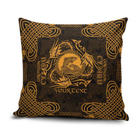 Personalized Cardiganshire Ceredigion Pillow Cover Gold Leaping Salmon Celtic-inspired - Wonder Print Shop