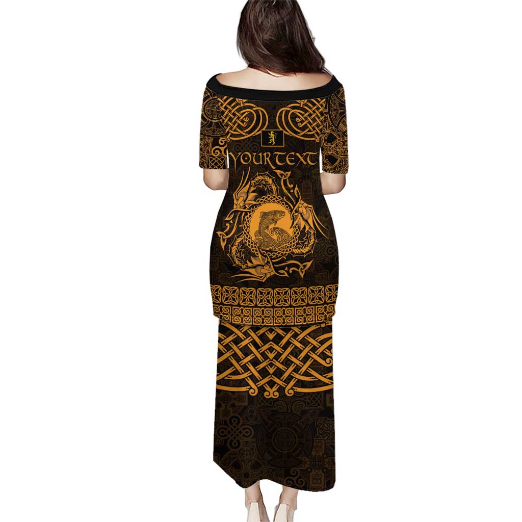 Personalized Cardiganshire Ceredigion Puletasi Gold Leaping Salmon Celtic-inspired - Wonder Print Shop