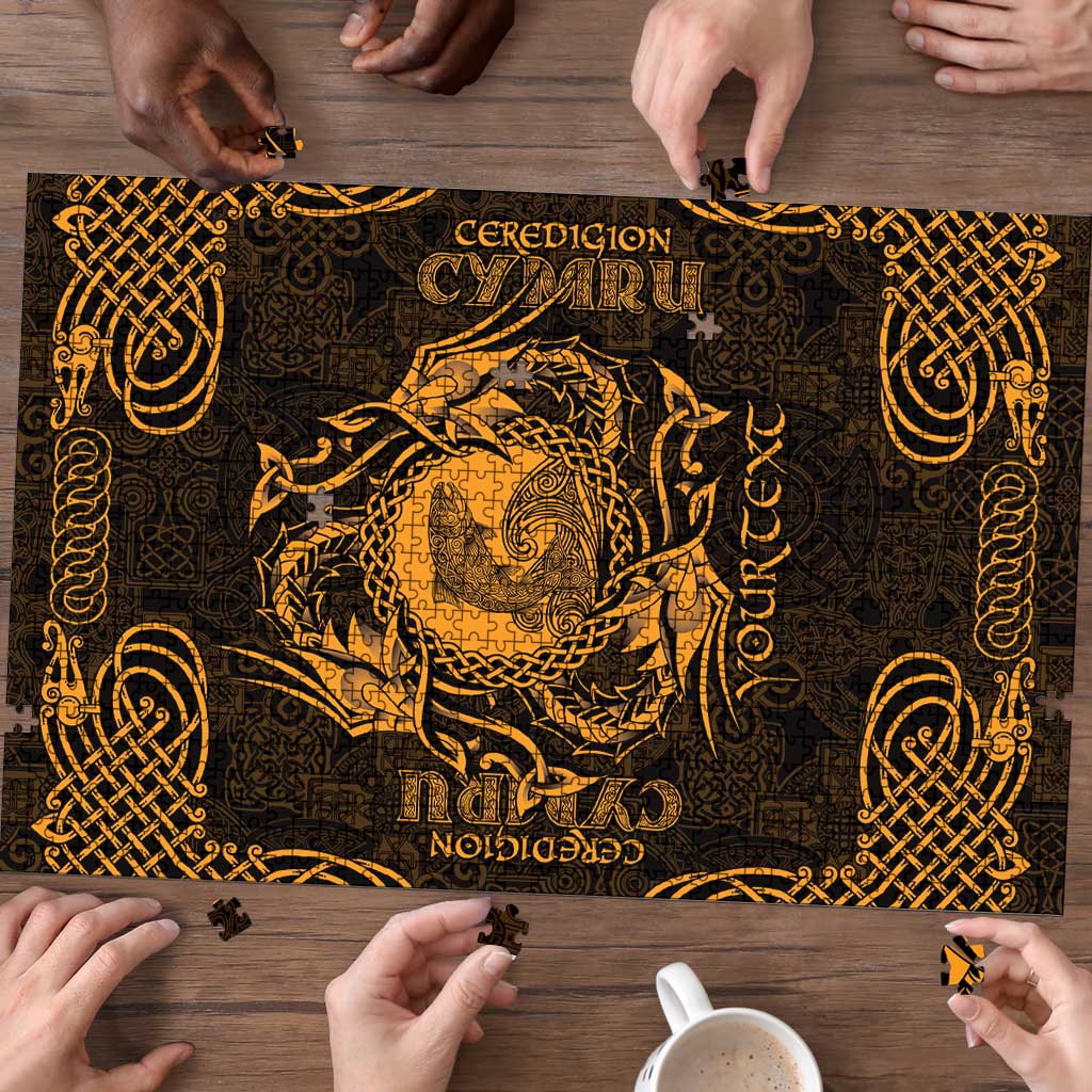 Personalized Cardiganshire Ceredigion Puzzle Gold Leaping Salmon Celtic-inspired - Wonder Print Shop
