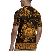 Personalized Cardiganshire Ceredigion Rugby Jersey Gold Leaping Salmon Celtic-inspired - Wonder Print Shop