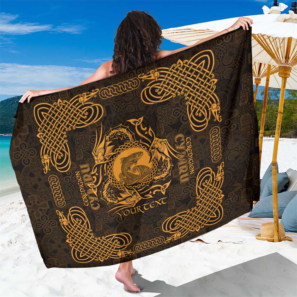 Personalized Cardiganshire Ceredigion Sarong Gold Leaping Salmon Celtic-inspired - Wonder Print Shop