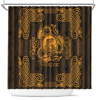 Personalized Cardiganshire Ceredigion Shower Curtain Gold Leaping Salmon Celtic-inspired - Wonder Print Shop