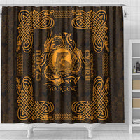 Personalized Cardiganshire Ceredigion Shower Curtain Gold Leaping Salmon Celtic-inspired - Wonder Print Shop
