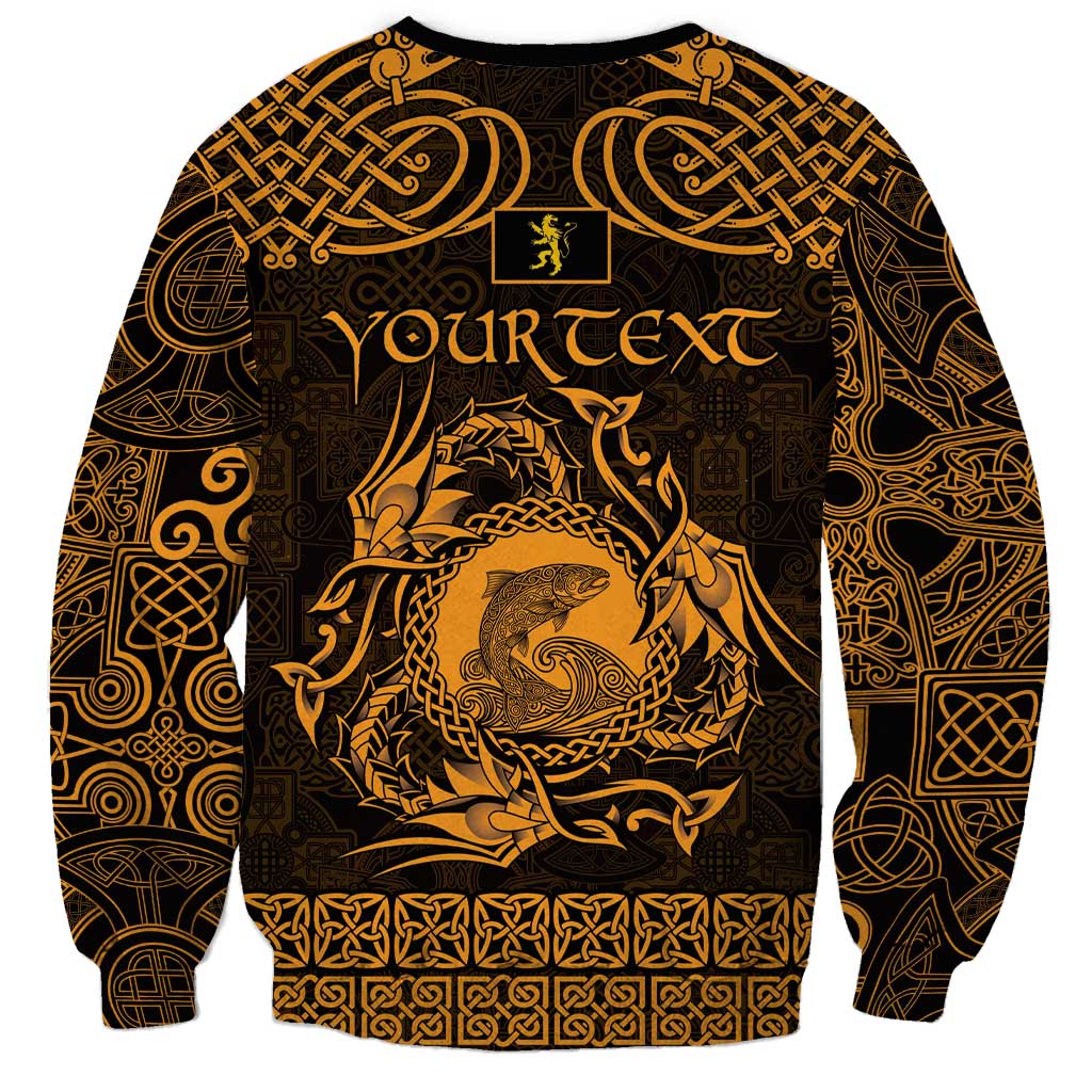 Personalized Cardiganshire Ceredigion Sweatshirt Gold Leaping Salmon Celtic-inspired - Wonder Print Shop