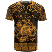 Personalized Cardiganshire Ceredigion T Shirt Gold Leaping Salmon Celtic-inspired - Wonder Print Shop