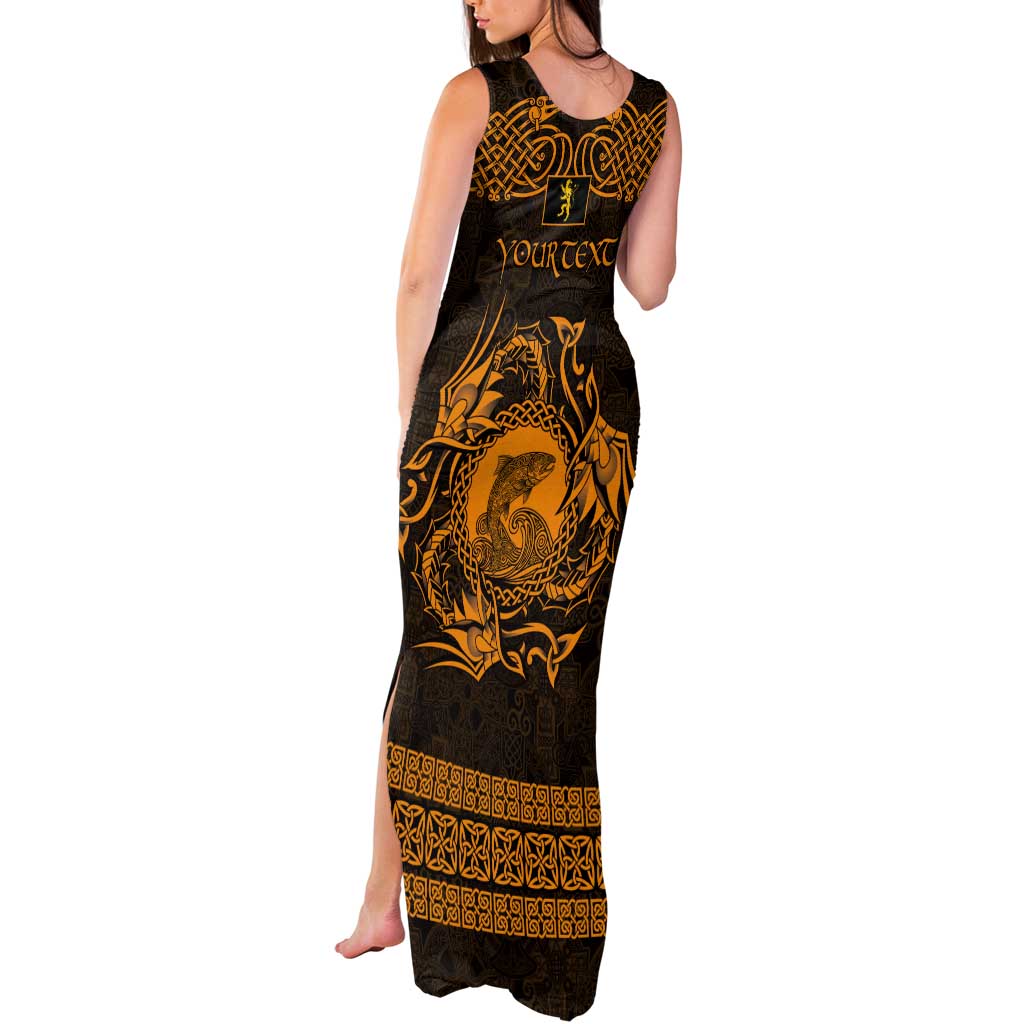 Personalized Cardiganshire Ceredigion Tank Maxi Dress Gold Leaping Salmon Celtic-inspired - Wonder Print Shop