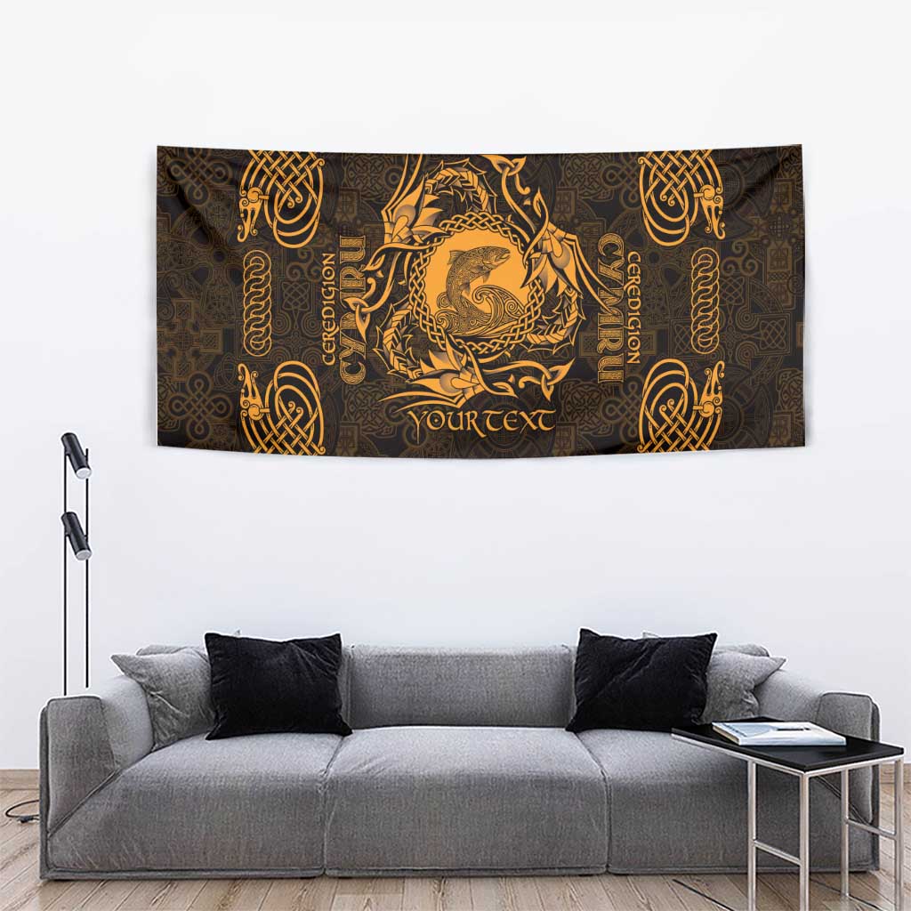 Personalized Cardiganshire Ceredigion Tapestry Gold Leaping Salmon Celtic-inspired - Wonder Print Shop