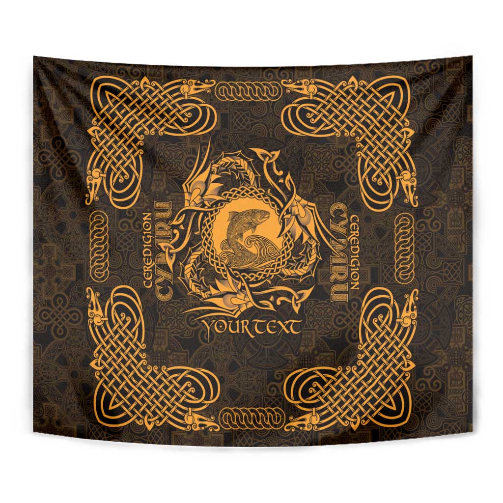 Personalized Cardiganshire Ceredigion Tapestry Gold Leaping Salmon Celtic-inspired - Wonder Print Shop