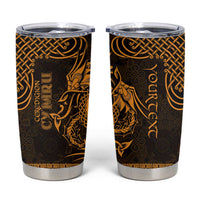 Personalized Cardiganshire Ceredigion Tumbler Cup Gold Leaping Salmon Celtic-inspired - Wonder Print Shop