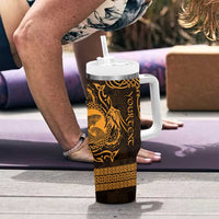 Personalized Cardiganshire Ceredigion Tumbler With Handle Gold Leaping Salmon Celtic-inspired - Wonder Print Shop