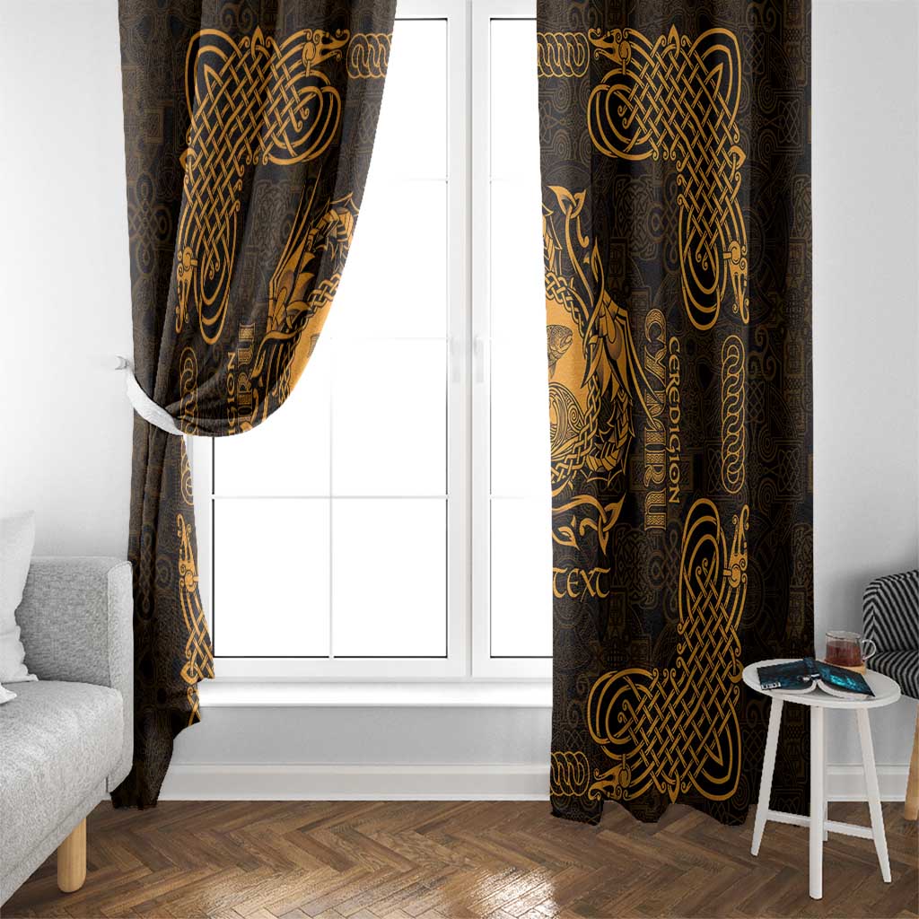 Personalized Cardiganshire Ceredigion Window Curtain Gold Leaping Salmon Celtic-inspired - Wonder Print Shop