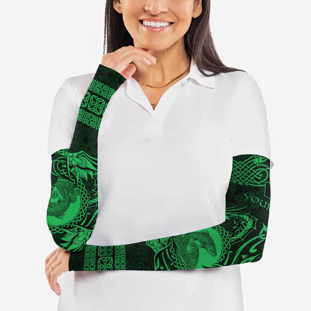 Personalized Cardiganshire Ceredigion Arm Sleeves Green Leaping Salmon Celtic-inspired - Wonder Print Shop