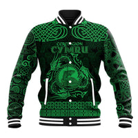Personalized Cardiganshire Ceredigion Baseball Jacket Green Leaping Salmon Celtic-inspired - Wonder Print Shop