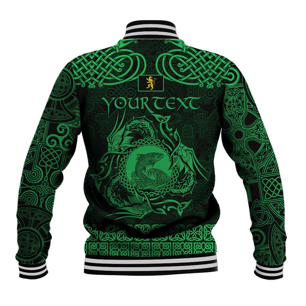 Personalized Cardiganshire Ceredigion Baseball Jacket Green Leaping Salmon Celtic-inspired - Wonder Print Shop
