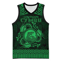 Personalized Cardiganshire Ceredigion Basketball Jersey Green Leaping Salmon Celtic-inspired - Wonder Print Shop